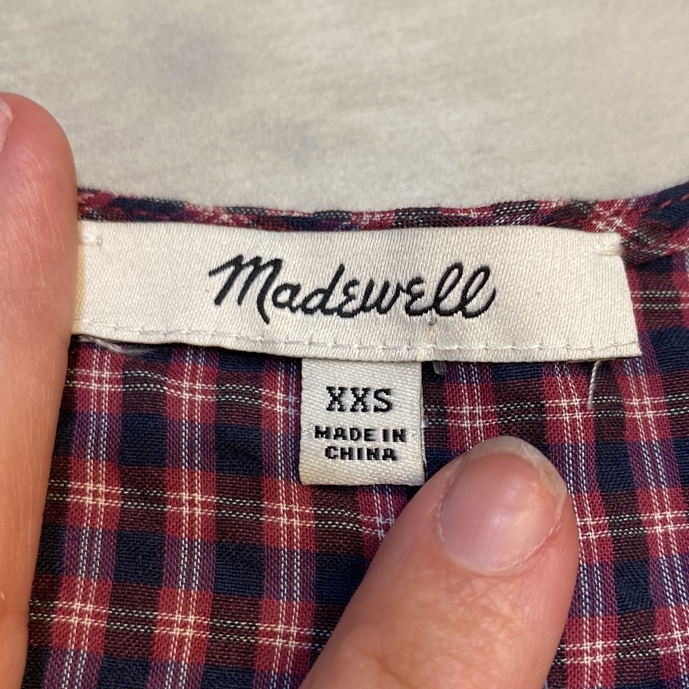 Madewell | NWT Plaid Flutter Sleeve Blouse - Picture 5 of 7